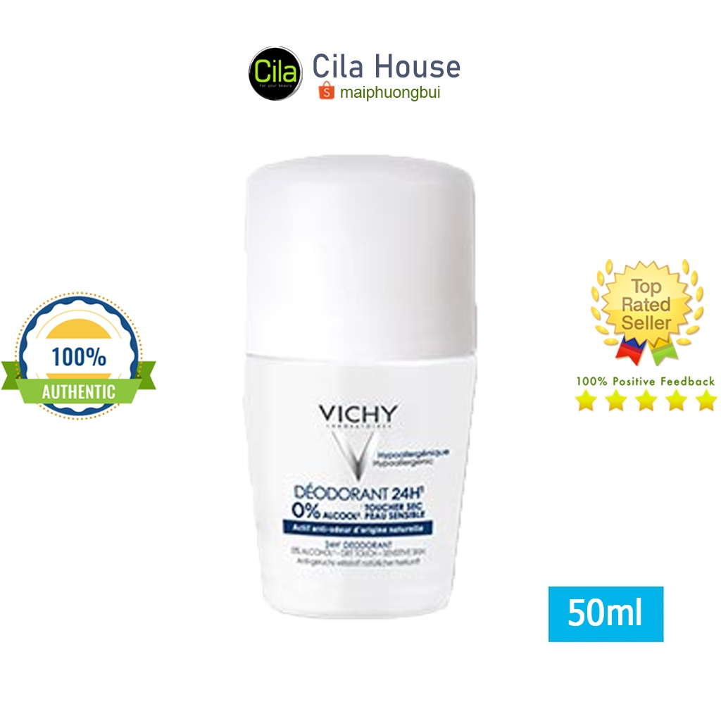 Lăn Khử Mùi Vichy Deodorant 24h Toucher SEC (Không Muối Nhôm) - Cila House