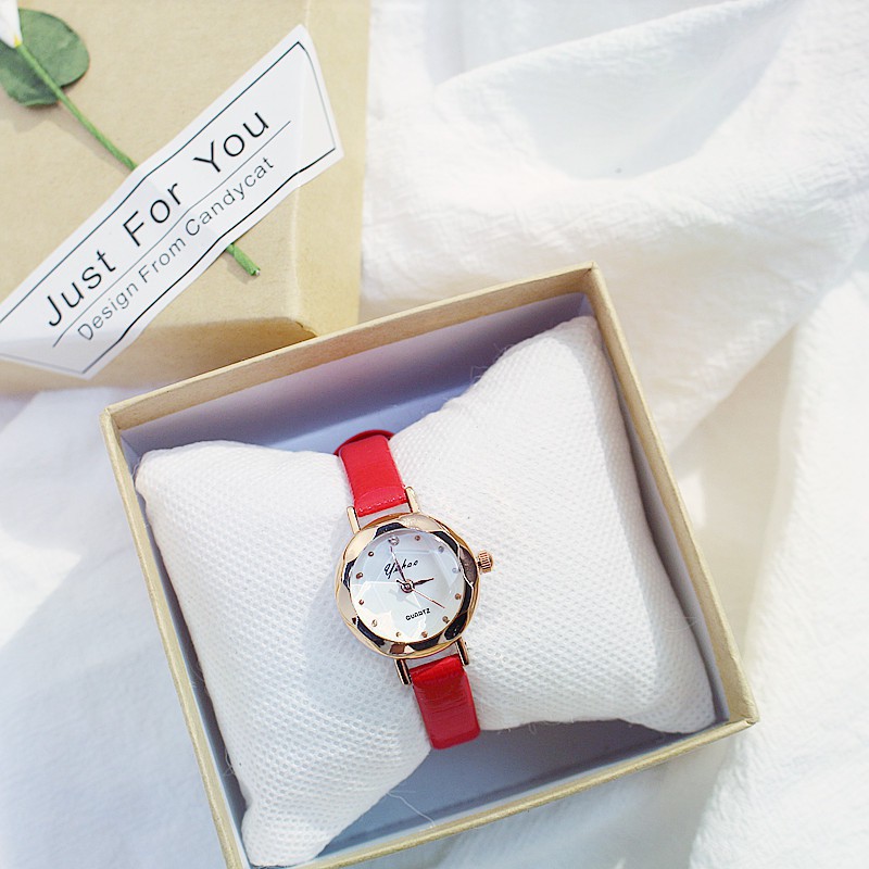 Đồng hồ nữ Yuhao2 dây da cao cấp mặt tròn đa giác Bán lẻ giá sỉ