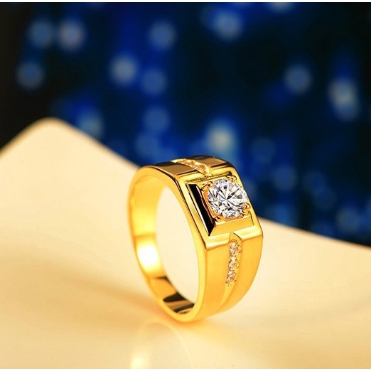 Nhẫn Đeo Tay Mạ Vàng Trắng 18K Đính Đá sapphire Cao Cấp Thời Trang Cho Nam 6-13