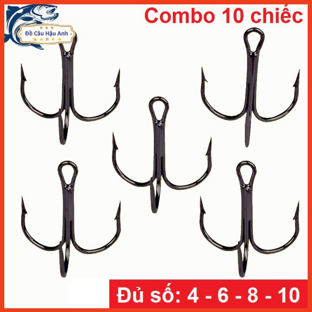 Combo 10 Lưỡi 3 Tiêu có ngạnh Thép không rỉ gắn mồi giả câu lure đồ câu cá ( giá siêu khuyến mại )