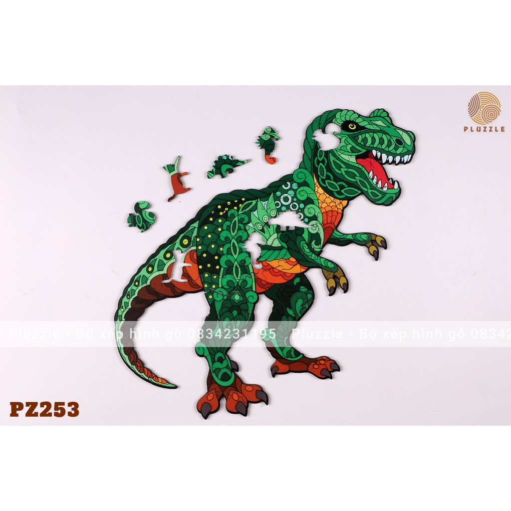 PLUZZLE Bộ xếp hình gỗ thông minh puzzle đồ chơi ghép hình - Khủng long bạo chúa - PZ253