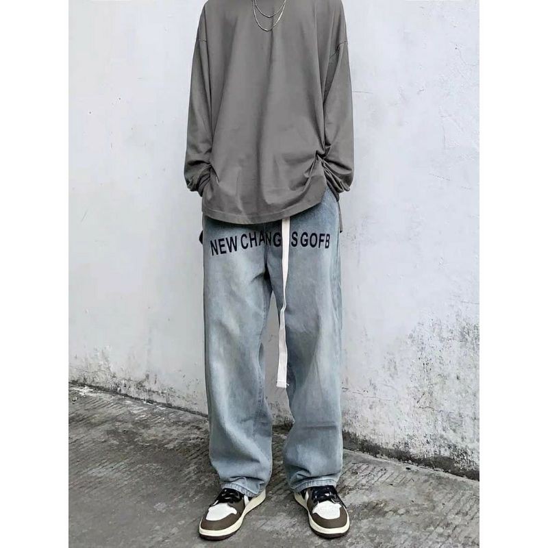 🔥HÀNG CAO CẤP🔥 Quần baggy nam nữ, Quần jean nam ống rộng in chữ siêu đẹp