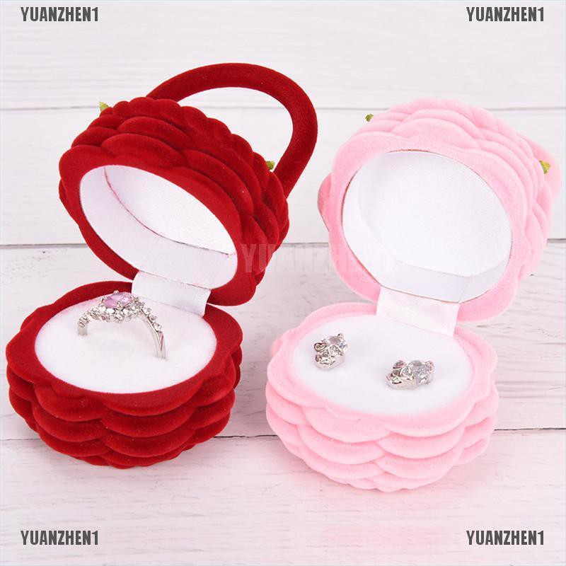 [YUANZHEN1] Hộp Đựng Nhẫn / Bông Tai / Nhẫn Hình Hoa Bằng Nhung