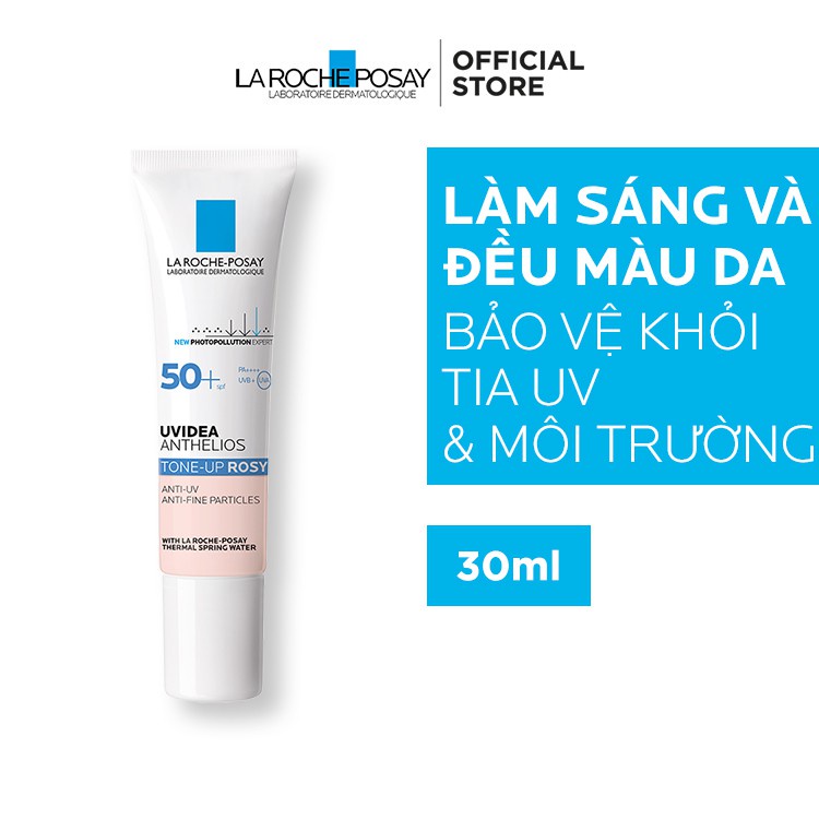 [TEM CHÍNH HÃNG]  La Roche Posay Anthelios Uvidea Tone Up Rosy SPF50+ 30mL  Kem chống nắng Tông Trắng hồng