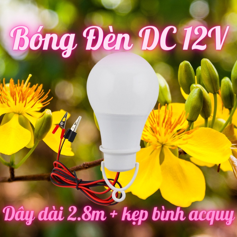 🔥 RẺ VÔ ĐỊCH 🔥 Bóng đèn leb buld kẹp bình ắc quy 12Vdc 9W/12W/15W/18W DÂY DÀI 2.85m tiện lợi