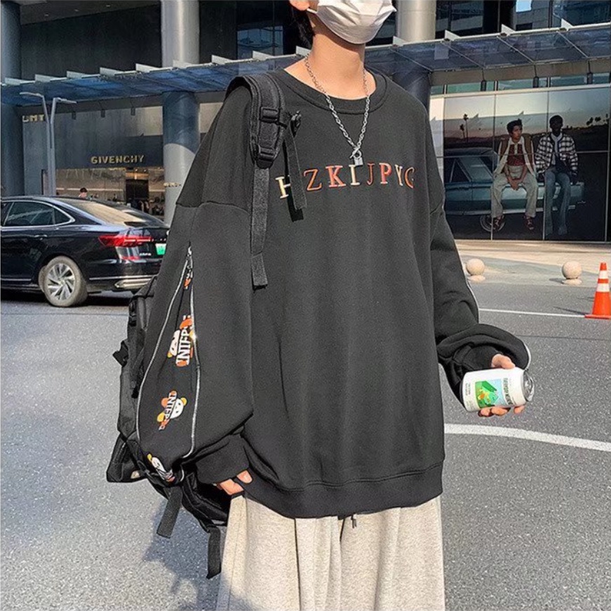 Áo Nỉ Tay Dài Cổ Tròn Thêu Chữ Đơn Giản Thời Trang Hàn Quốc Dành Cho Nam Nữ