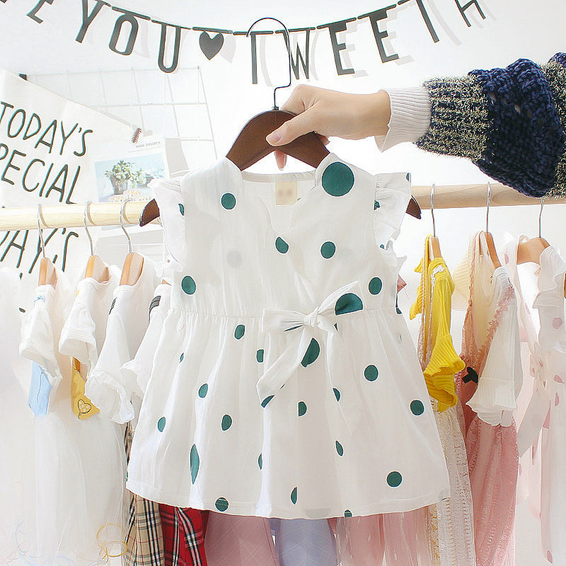 Đầm Công Chúa Không Tay In Họa Tiết Dễ Thương Cho Bé Gái Từ 0-4 Tuổi