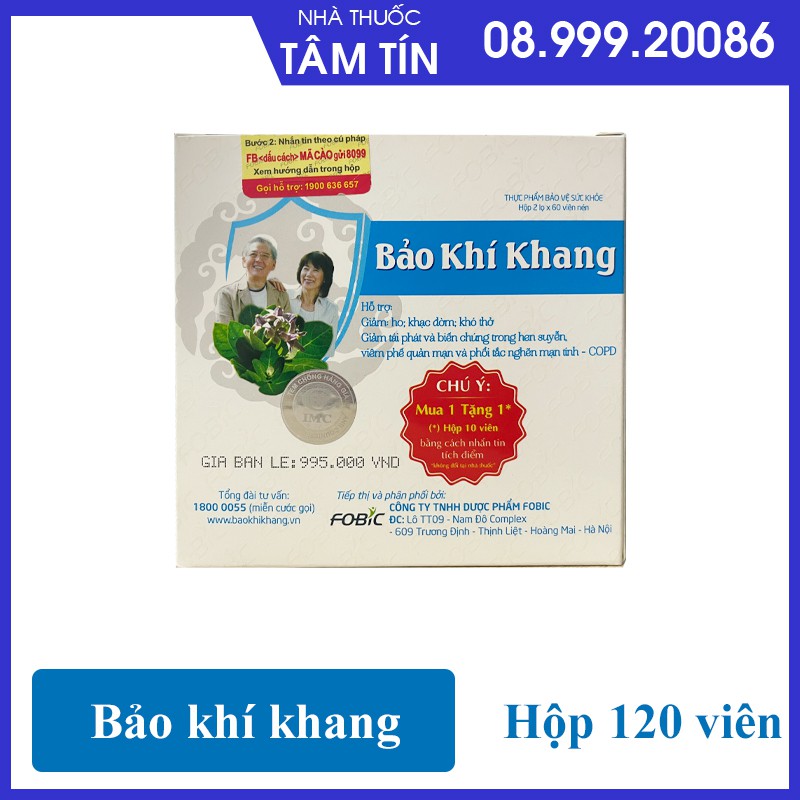 Bảo khí khang - Tăng cường sức khỏe hô hấp - Hộp to 120 viên &quot; Tích điểm nhận quà &quot;