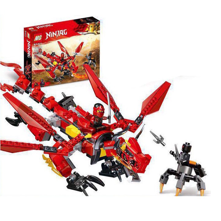 [KHÔNG HỘP] Đồ chơi lắp ráp rồng đỏ Ninjago 255 mảnh ghép MG66002