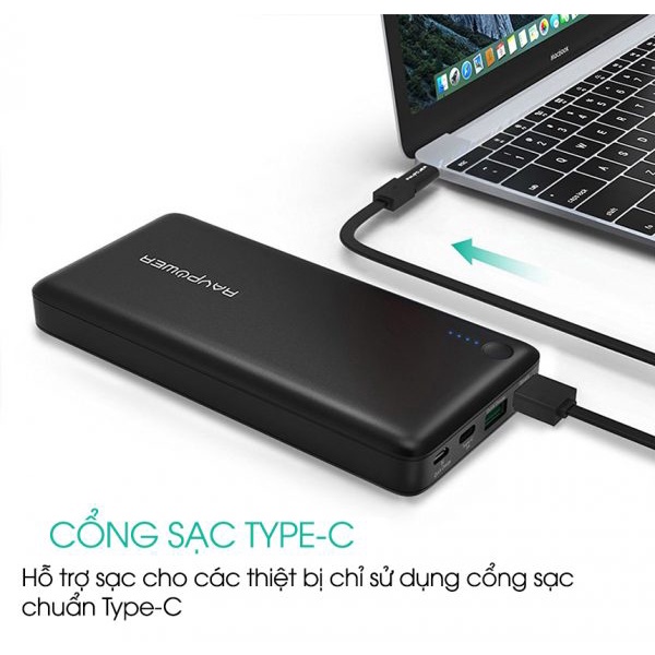 Sạc Dự Phòng QC 3.0 Ravpower  20100 mAh - RP-PB043 - PD 3.0 - 18W - Sạc Thông Minh ismart+ - Hàng Nhập Khẩu Chính Hãng