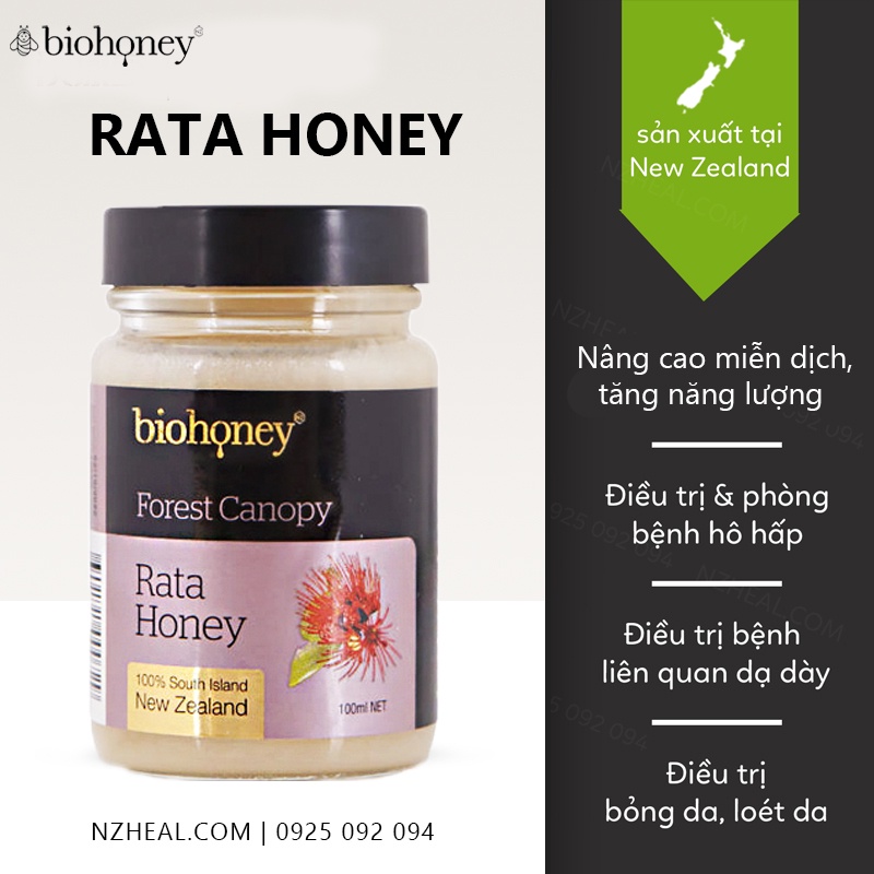 [Hỏa tốc] Mật ong Rata nguyên chất 100% Biohoney Southern Rata Honey 270g - Nhập khẩu New Zealand