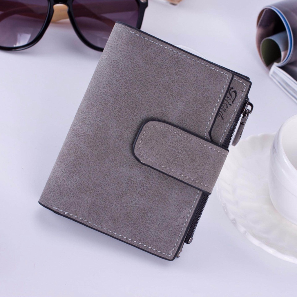 Ví Ngắn Màu Tím Phong Cách Retro Thời Trang Cho Nữ