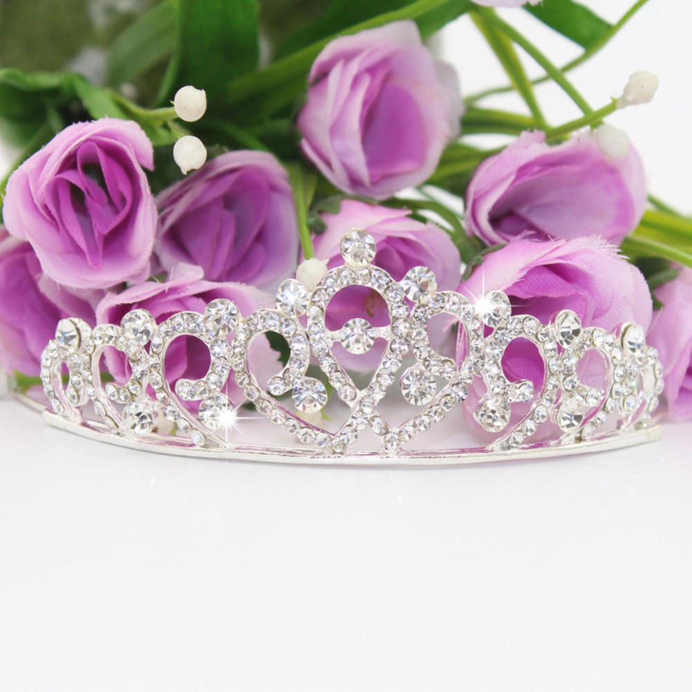 Vương miện công chúa dạng rỗng đính kim cương giả sang trọng cho trẻ em