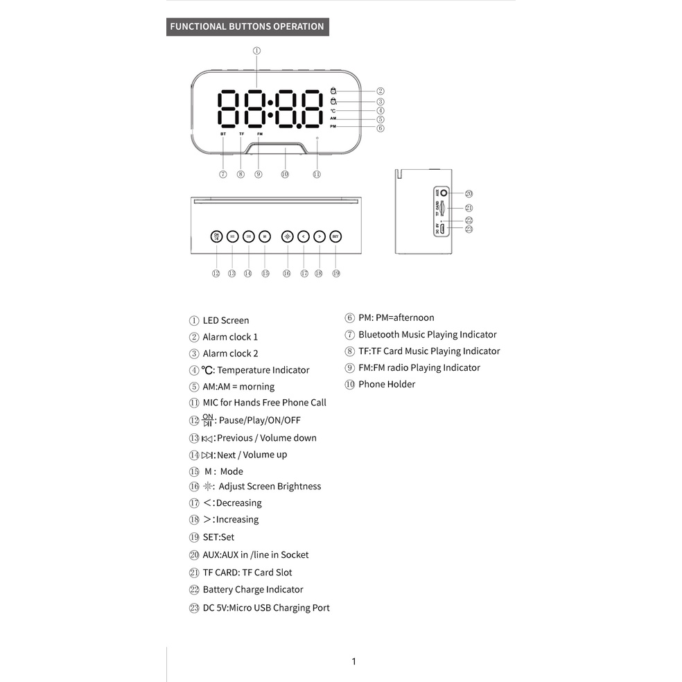 Loa bluetooth mini G10 nghe nhạc có đồng hồ, loa blutooth led để bàn chính hãng giá rẻ Dâu Tây Store