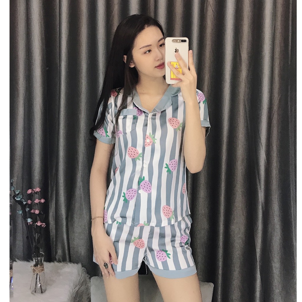 VB Bộ Pijama Đùi Lụa Tơ Non Cao Cấp (Hàng Xuất hàng hiệu) 11 8