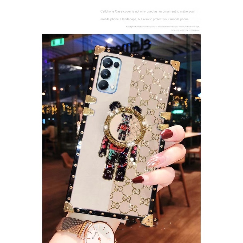 Ốp Điện Thoại Chống Sốc Có Nhẫn Đỡ Hình Gấu Nhỏ Đính Đá Cho OPPO Reno 6 Pro Reno 6 Pro+ Reno 6Z Reno 5 Pro Reno 4 Pro