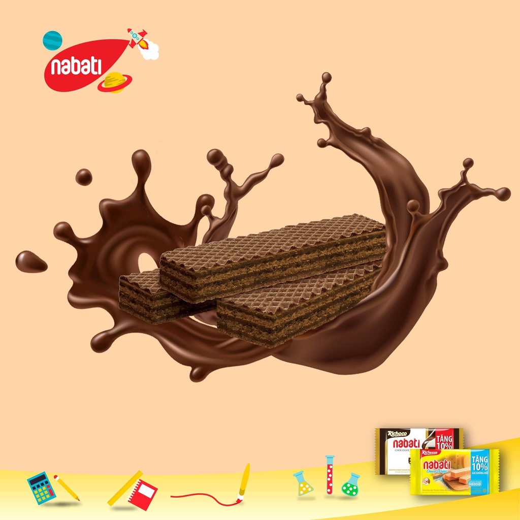 [FREESHIP-MUA NHIỀU GIẢM GIÁ]Bánh Xốp Richoco Nabati Chocolate Cream Wafer Gói 50g