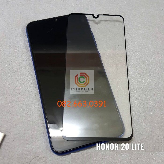 Kính cường lực Huawei Honor 20 Lite full màn hình, full keo, siêu chuẩn