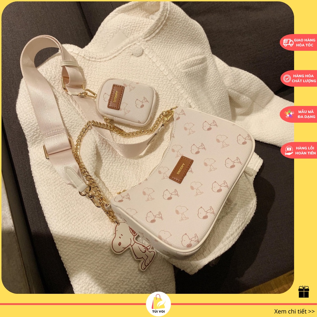 Túi đeo chéo Snoopy kèm ví nhỏ đẹp phong cách trẻ trung dễ thương hot trend CV28