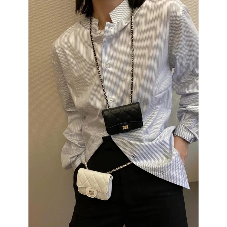 ☍✖△Túi đeo hông Mini phối dây xích thời trang cá tính