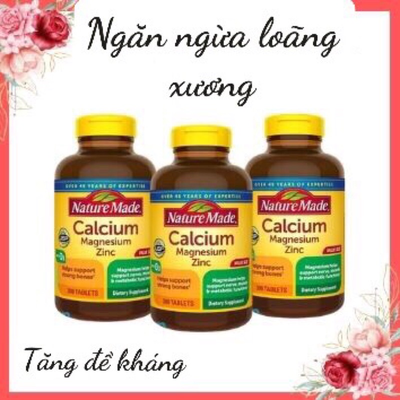 🏃🏻‍♂️🏃🏻‍♀️ Viên uống Nature Made Calcium Magnesium ZinC D3 300 viên của Mỹ - Giúp xương chắc khỏe