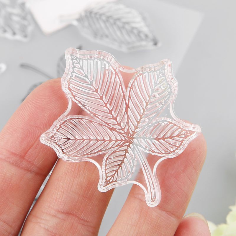 Con Dấu Silicon Trong Suốt Dập Nổi Họa Tiết Lá Cây Dùng Trang Trí Sổ Tay / Album Ảnh / Thiệp Thủ Công Diy