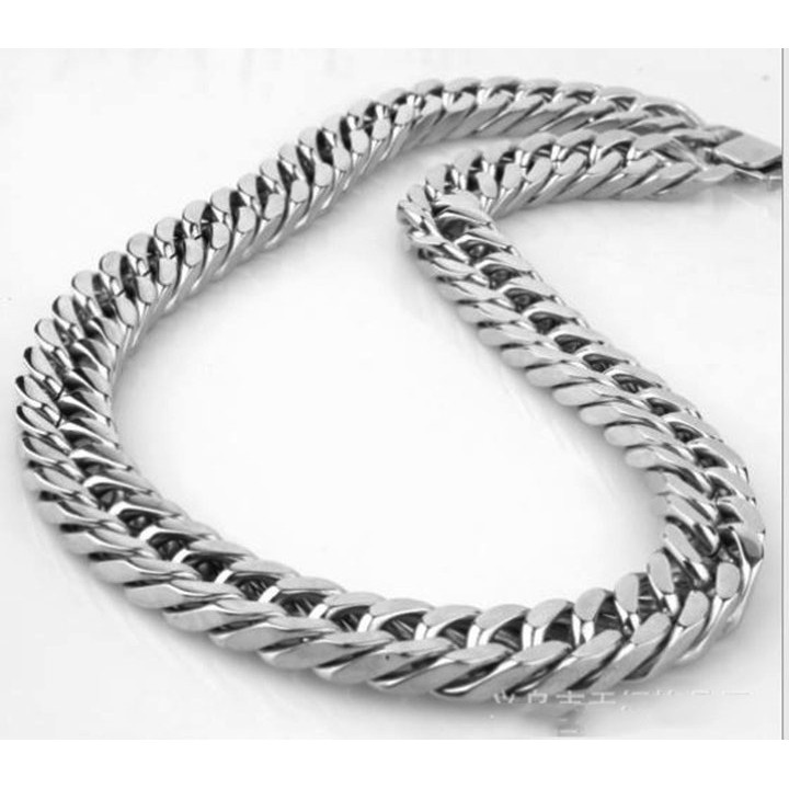 Dây chuyền nam inox cao cấp kiểu lặc đôi bản to 17mm trắng sáng cực ngầu - Bảo hành vĩnh viễn không đen, không gỉ