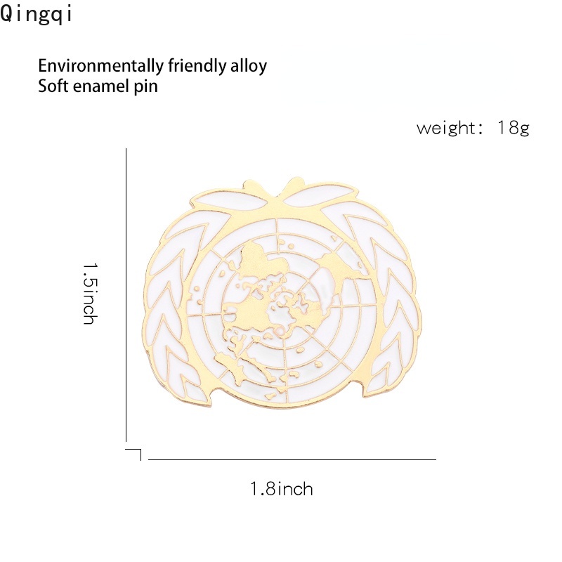 Ghim cài áo MISS ZOE phối hình trái đất và cành ô liu tráng men dễ thương