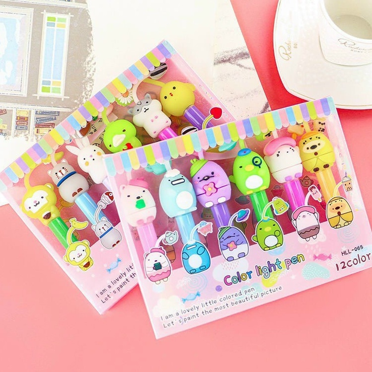 Set gồm 6 cây dạ quang đầu thú 2 đầu (6 cây/12màu)