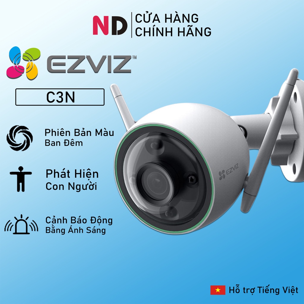 Camera Ngoài Trời Wi-Fi 2MP EZVIZ C3N HD 1080P Màu Ban Đêm - Hàng chính hãng bảo hành 24 tháng