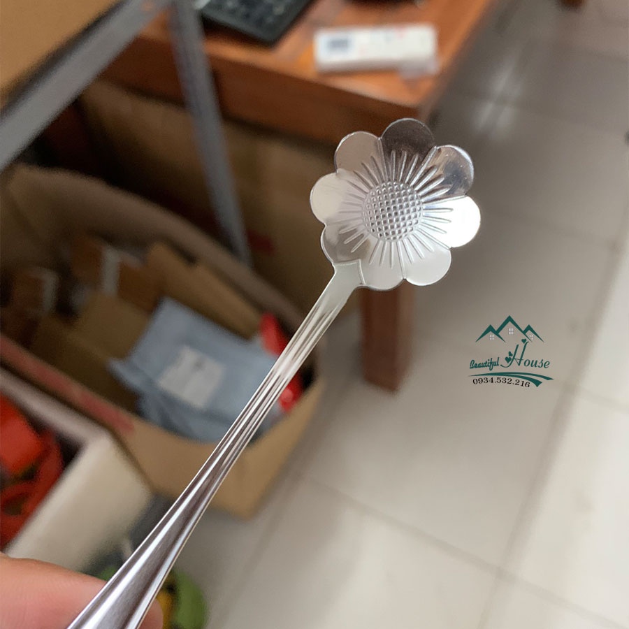 Thìa Cà Phê  Mạ Vàng Hình Hoa - Thìa Cà Phê Pha Trà, Cà Phê, Ăn Bánh