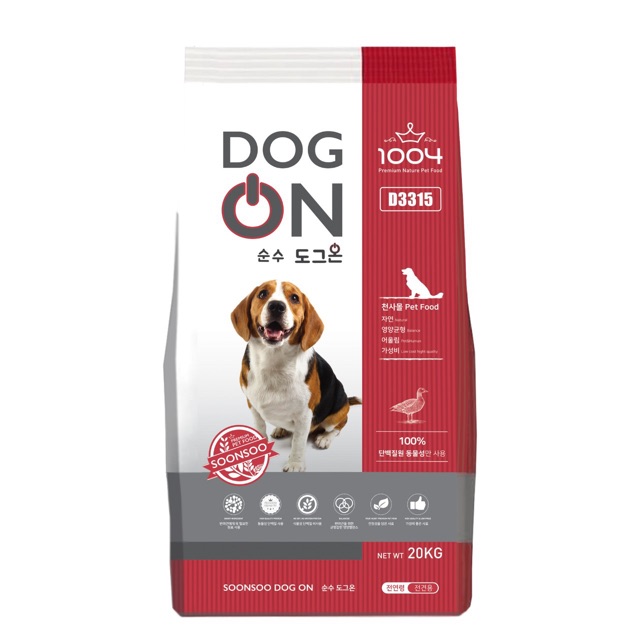 [Mã PET50K giảm Giảm 10% - Tối đa 50K đơn từ 250K] Thức ăn hạt khô cho chó Hàn Quốc Dog ON bịch 5Kg nguyên