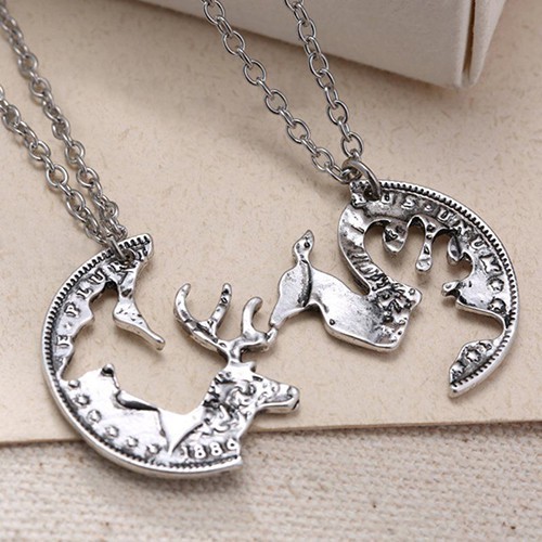 [Hàng Có Sẵn] Hàng Có Sẵn]Bộ Dây Chuyền + Bông Tai Hình Hươu + Lạc Đà + Lạc Đà Màu Bạc Phong Cách Dân Tộc Thích Hợp Làm Quà Tặng Lễ Tình Nhân