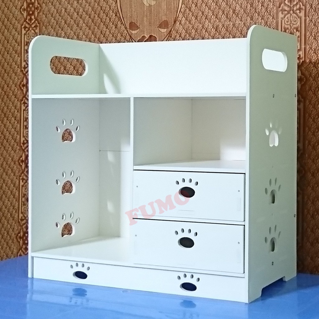 Kệ đựng mỹ phẩm chân chó FUMO tủ đựng đồ trang điểm 2 ngăn kéo SP009