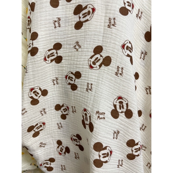 vải xô muslin 2 lớp siêu mềm hình chuột micky