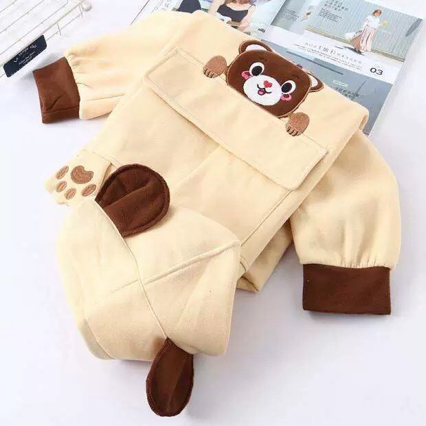 Áo khoác, áo hoodie unisex nam nữ nỉ ngoại chú gấu nâu có túi dễ thương năng động thời trang học đường