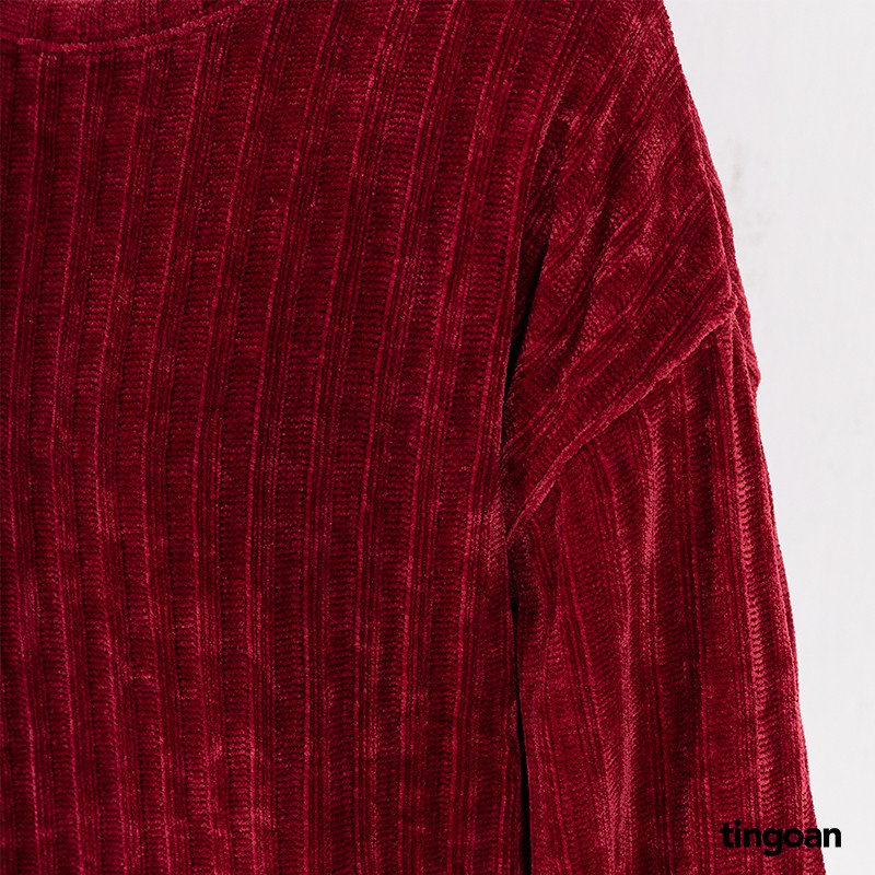 Áo sweater nhung tăm đỏ đậm tingoan | BigBuy360 - bigbuy360.vn