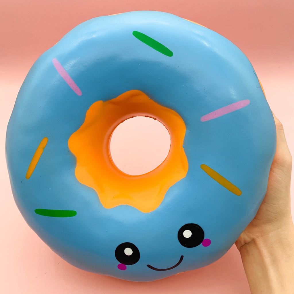 Squishy Bánh Donut Khổng Lồ Kích Thước 24cm Chậm Tăng Có Mùi Thơm Nhẹ Và Tặng Kèm Bao Bì