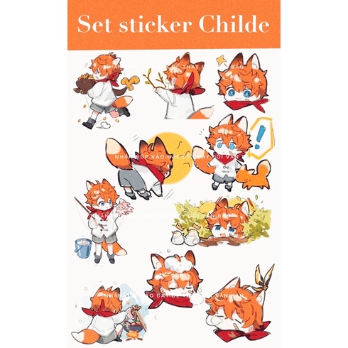 set sticker nhãn dán nhân vật Childe Genshin Impact.