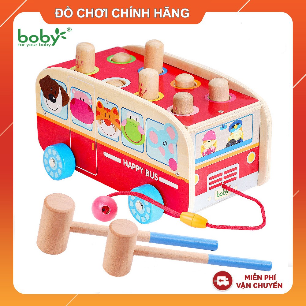 Đồ chơi gỗ cho bé Xe bus đập chuột Boby