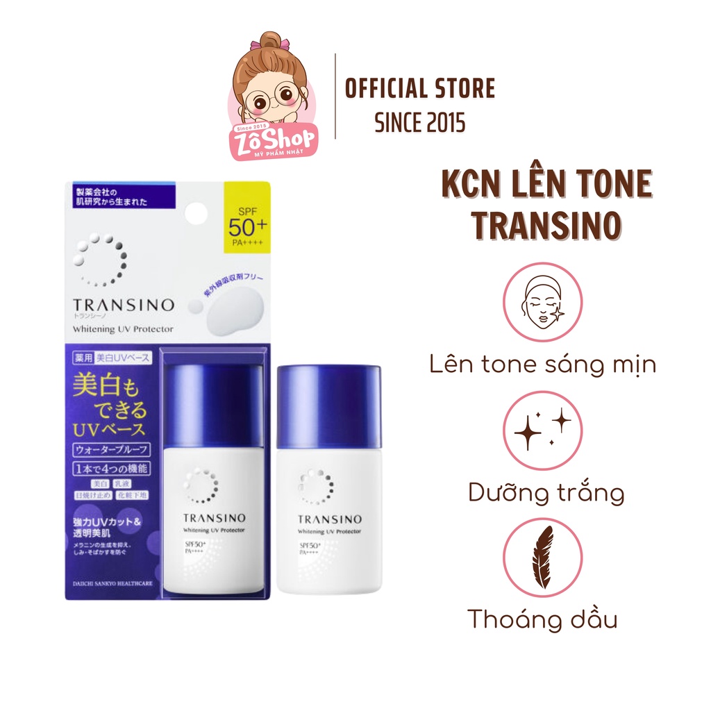 Kem Chống Nắng Transino Lên Tone, Dưỡng Trắng, Kiềm Dầu - Transino Whitening UV Protector SPF 50+ PA++++ (30ml)