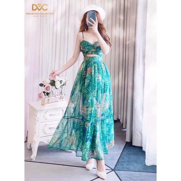 ĐẦM MAXI ĐI BIỂN DU LỊCH 2 DÂYFREESHIP  ĐẦM NỮ DÁNG DÀI CUP NGỰC KÈM MÚT NGỰC HOA NHÍ THỔ CẨM