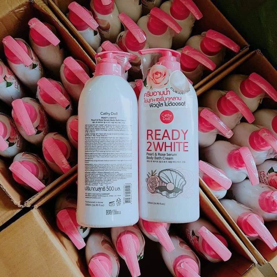 Sữa tắm trắng da tinh chất ngọc trai hoa hồng Ready 2 White Cathy doll 500ml - Thái Lan