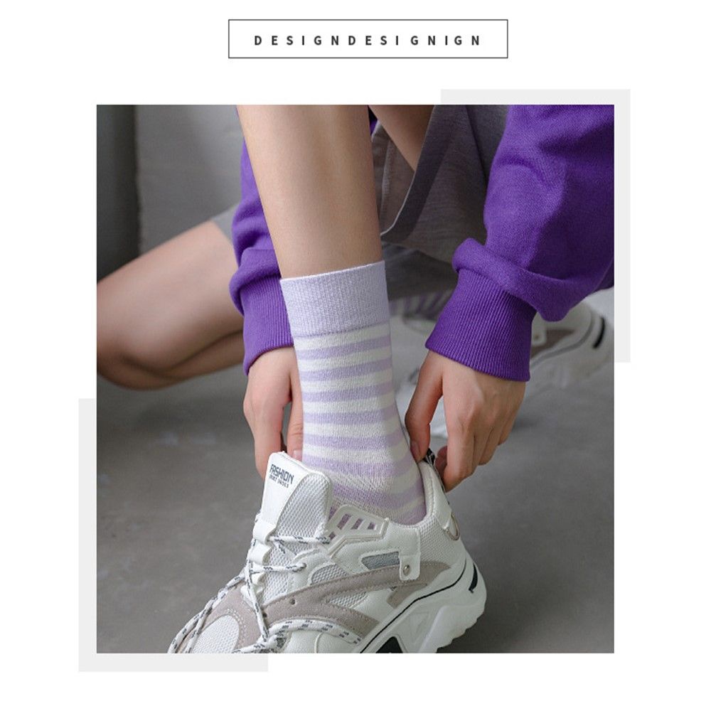 Đôi Vớ Bằng Vải Cotton Họa Tiết Sọc Dễ Thương Bắt Mắt