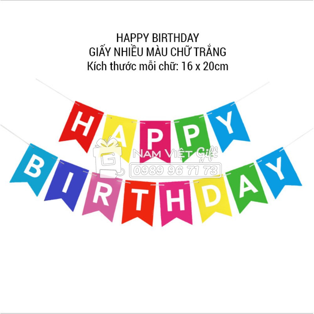 Dây Chữ Happy Birthday Trang Trí Sinh Nhật Nhũ Vàng Nhiều Màu