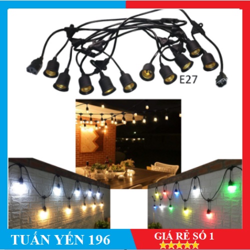 [CÓ NOWSHIP 1H] Dây Đèn Kín Nước Ngoài Trời trang trí dây tròn lớn 5m 10 đuôi,10m 20 đuôi,10m 15 đuôi.15m 30đuôi Đui E27
