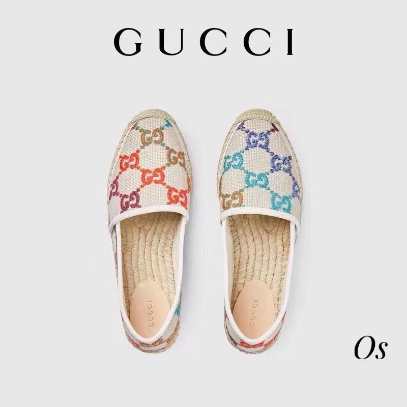 Giày slipon gucci trắng chữ dệt màu đế cói