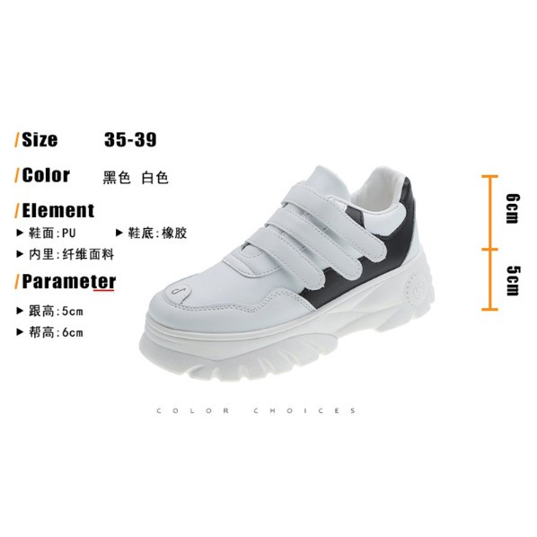 FREE SHIP30k (H 68-1) GIÀY THỂ THAO SNEAKER NỮ THU ĐÔNG 3 QUAI DÍNH ĐẾ CAO 5CM