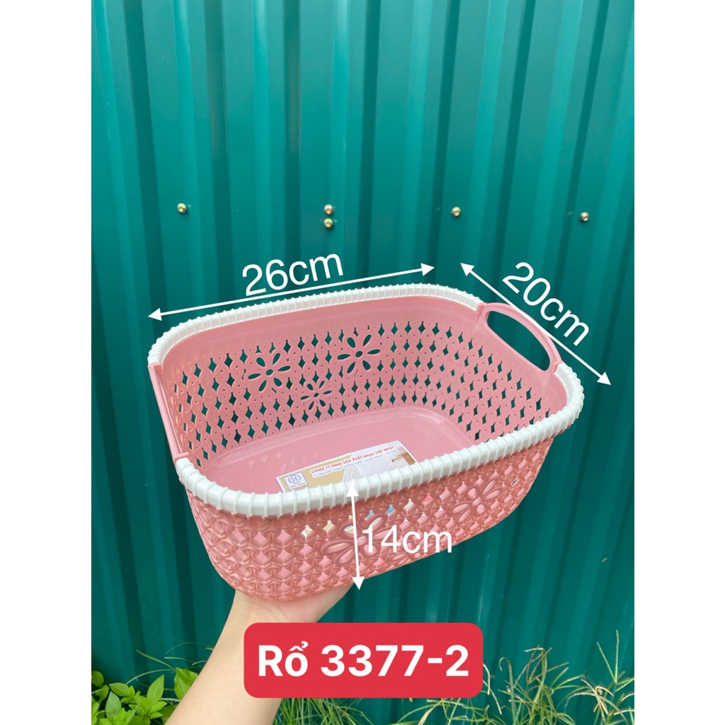 Giỏ nhựa việt nhật có quai 3377 và 3378,Rổ nhựa đan giả mây,tiện lợi,siêu xinh,chính hãng