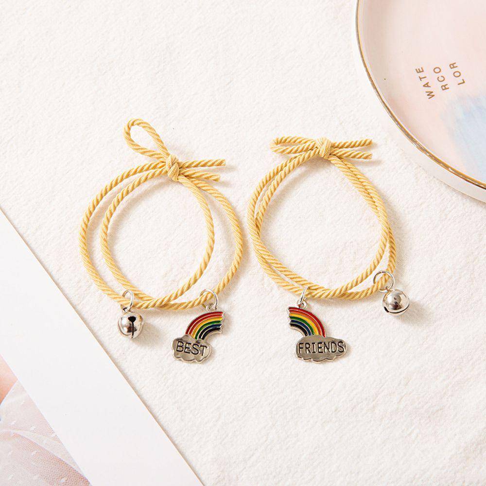 FORBETTER Set 2 Vòng Tay Bện Dây Đính Chuông Thời Trang